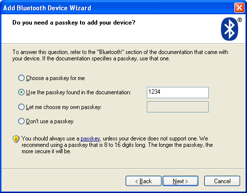 Bluetooth Passkey